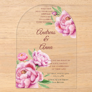 Peony Wedding Acryleinladungen