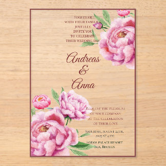 Peony Wedding Acryleinladungen