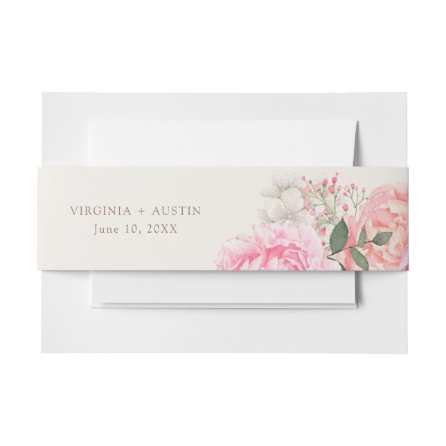 Peony Wedding Einladungsbanderole (Vorderseite Beispiel)