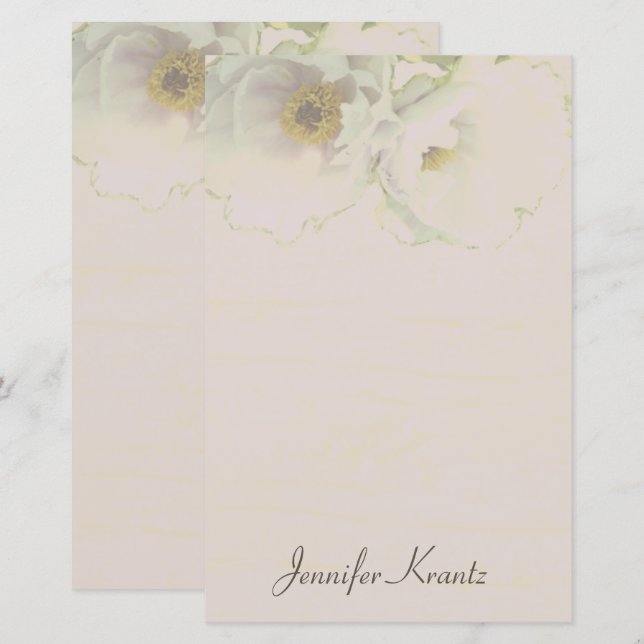 Peony Wedding Mauve Stationery (Vorne/Hinten)