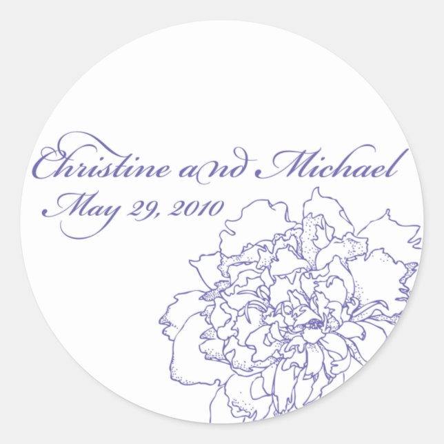 Peony Wedding Monogram Sticker (Vorderseite)