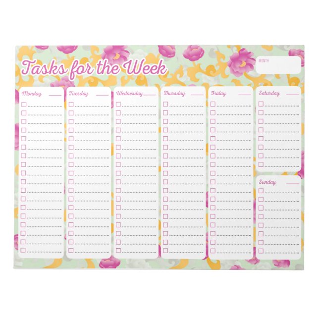 Peony Weekly Planner Notizblock (Vorderseite)