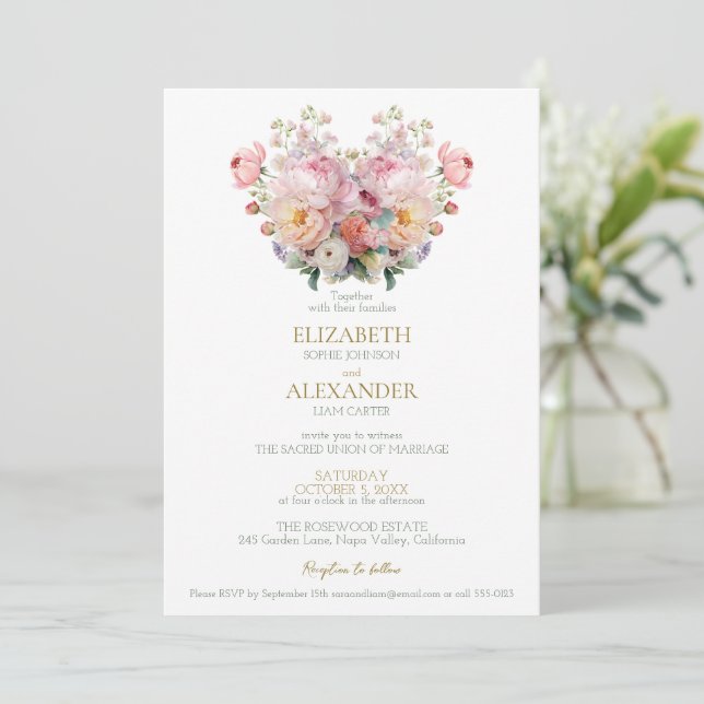 Peony Whisper Wedding Invitation (Debout devant)