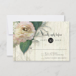 Peony White Hydrangea Fleurs Vintage Wood RSVP