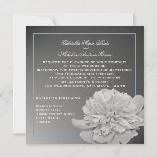 Peony White und Black mit anpassbarer Farbe Einladung