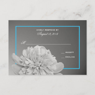 Peony White und Black mit anpassbarer Farbe RSVP Karte