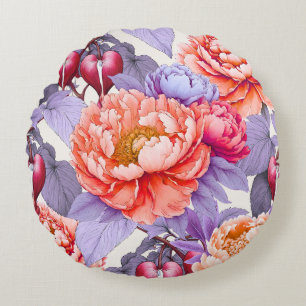 Peony with bleding herpes Blume Round Pillow Rundes Kissen