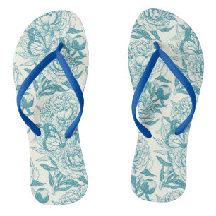 Peonys und Schmetterlinge blockieren Druck, Lagune Flip Flops