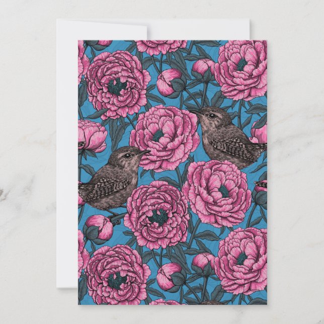 Peonys und Warnen auf blau (Vorderseite)