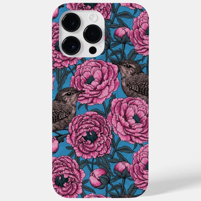 Peonys und Warnen auf blau Case-Mate iPhone 14 Pro Max Hülle (Rückseite)