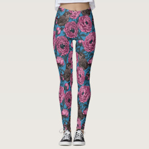 Peonys und Warnen auf blau Leggings