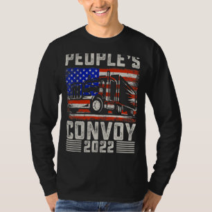 People's Convoy 2022 Support Truckers American Fla T-Shirt
