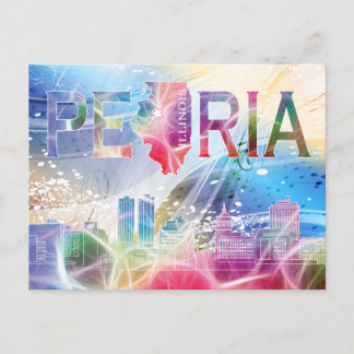 Peoria, Illinois - Farbdesign Postkarte
