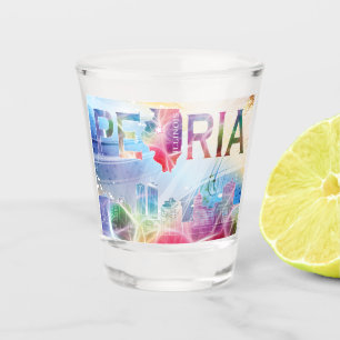 Peoria, Illinois - farbenfrohe Gestaltung Schnapsglas