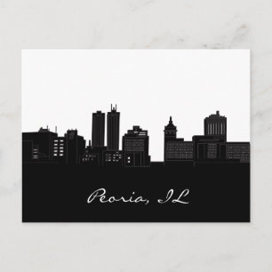 Peoria, Illinois - Schwarz und Weiß Postkarte