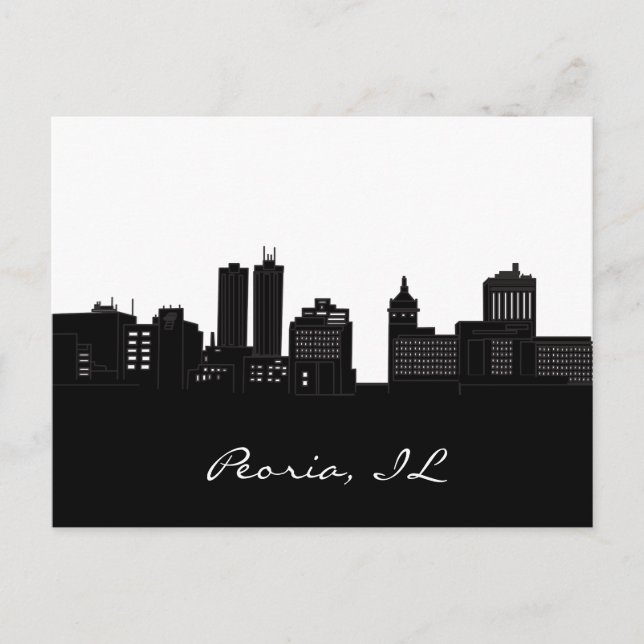 Peoria, Illinois - Schwarz und Weiß Postkarte (Vorderseite)