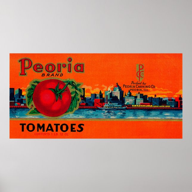 Peoria Tomato LabelPeoria, IL Poster (Vorne)
