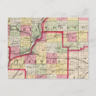 Peoria, Woodford, Tazewell Landkreises Postkarte