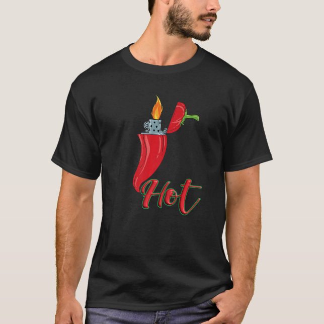 Peperoni mit Lighter Chili Pepper Chili T-Shirt (Vorderseite)
