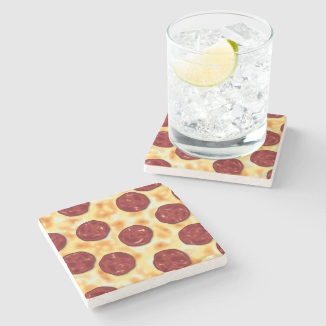 Peperoni Pizza Vektorart Steinuntersetzer (Seitenansicht)
