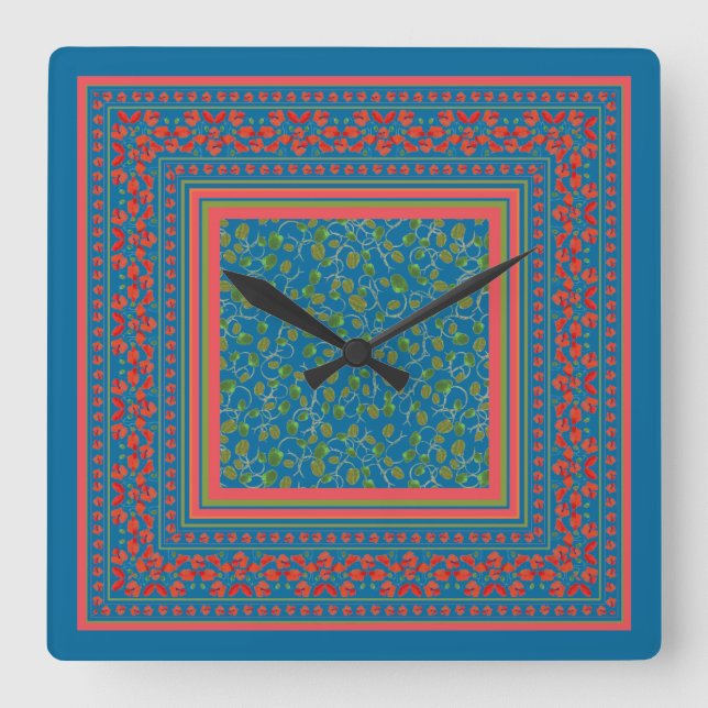 Pépites et coquelicots sur le Carré bleu Horloge m (Recto)