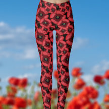 Pépites rouges Août Fleur de naissance Leggings Mo