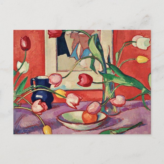 Peploe - Tulips, der blaue Jug Postkarte (Vorderseite)