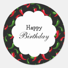 Pepper-Aufkleber mit rotem und grünem Chili Runder Aufkleber