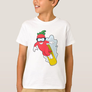 Pepper beim Snowboarden mit Snowboard T-Shirt
