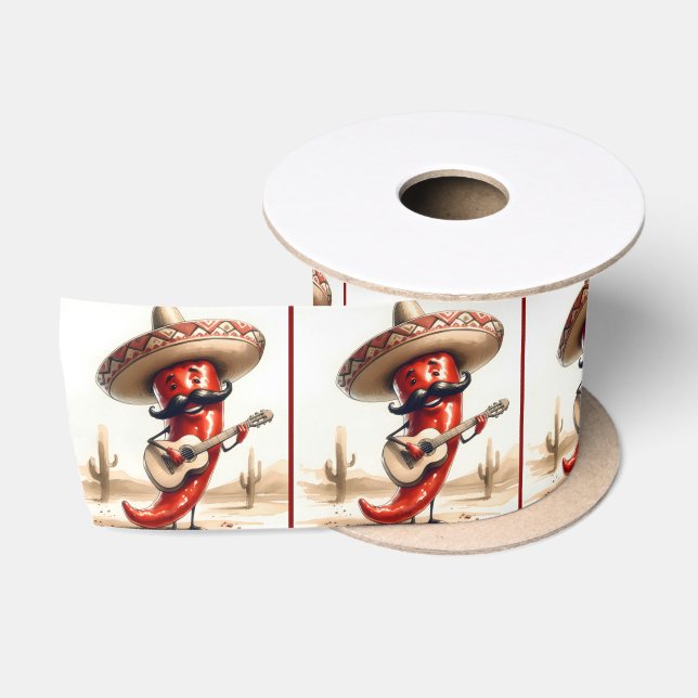 Pepper Guitar Player (Mexikanischer Roter Chili) Satinband (Spule)