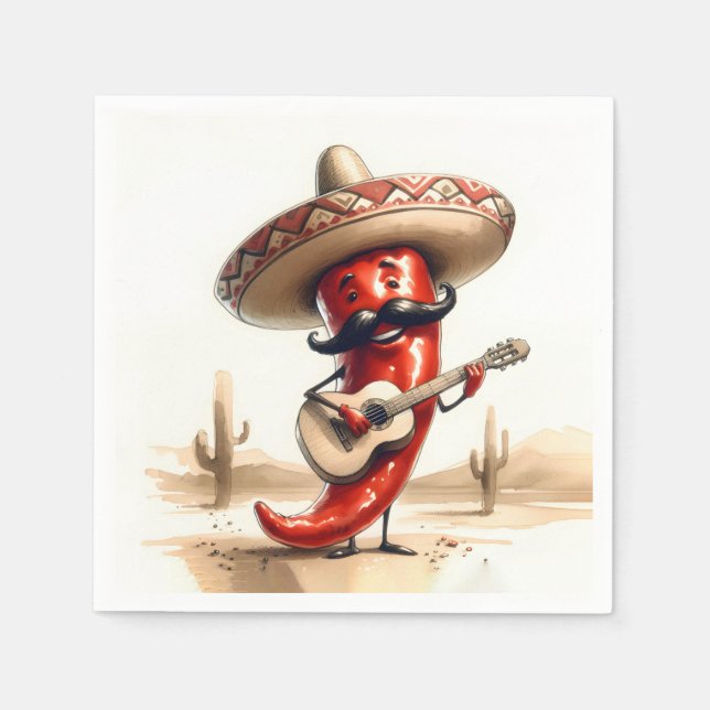 Pepper Guitar Player (Mexikanischer Roter Chili) Serviette (Vorderseite)