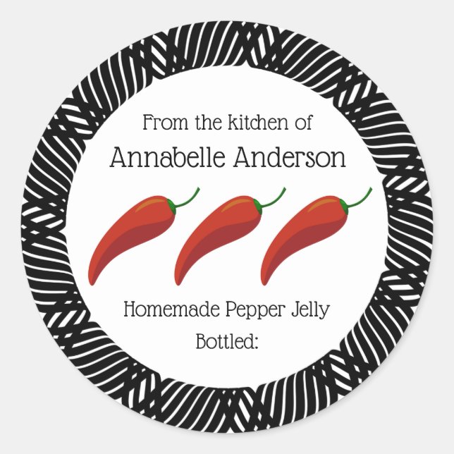 Pepper Jelly Modern Frame Label personalisieren Runder Aufkleber (Vorderseite)