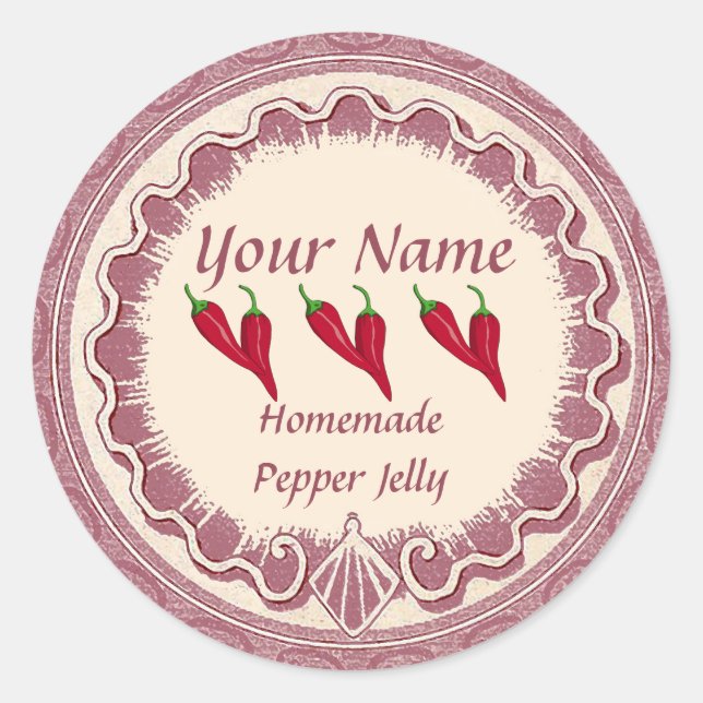 Pepper Jelly personalize Pink Runder Aufkleber (Vorderseite)