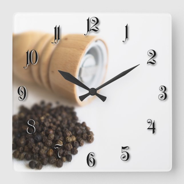 Pepper mill quadratische wanduhr (Vorderseite)
