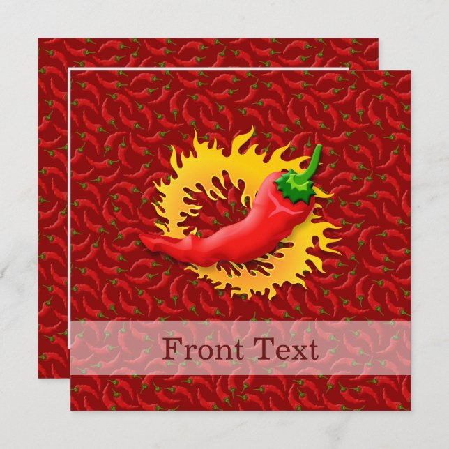 Pepper mit Flamme Einladung (Vorne/Hinten)