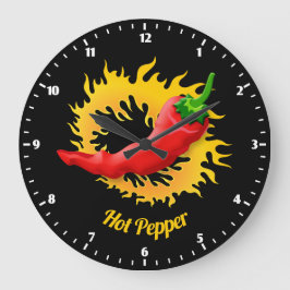 Pepper mit Flamme Große Wanduhr
