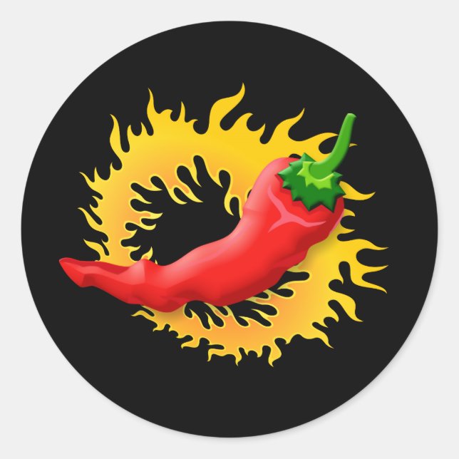 Pepper mit Flamme Runder Aufkleber (Vorderseite)