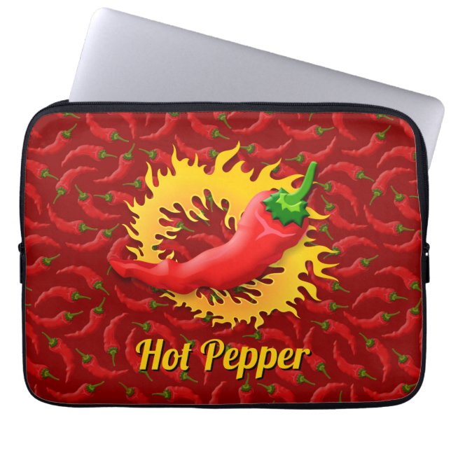 Pepper mit flammendem Laptop-Sieb Laptopschutzhülle (Vorderseite)