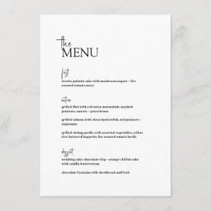Pepper ・ Moderne Minimalistische Hochzeit ・ Schwar Menükarte