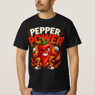 Pepper Power Lustiges Scharfes Pfeffer T-Shirt