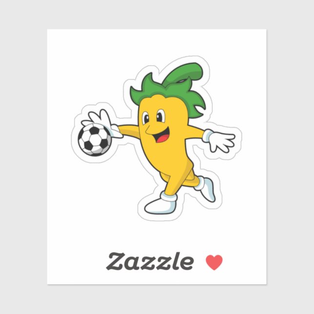 Pepper Vegan als Fußballspieler mit Fußball.PNG Aufkleber (Blatt)
