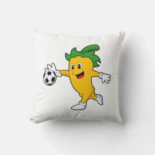 Pepper Vegan als Fußballspieler mit Fußball.PNG Kissen