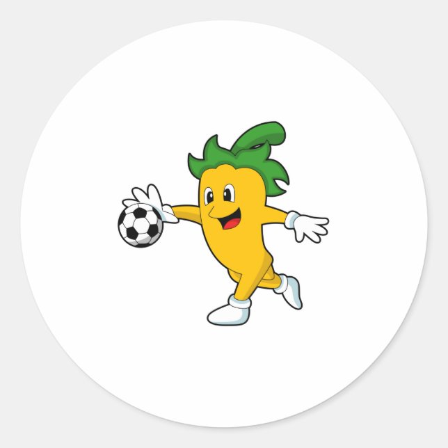 Pepper Vegan als Fußballspieler mit Fußball.PNG Runder Aufkleber (Vorderseite)