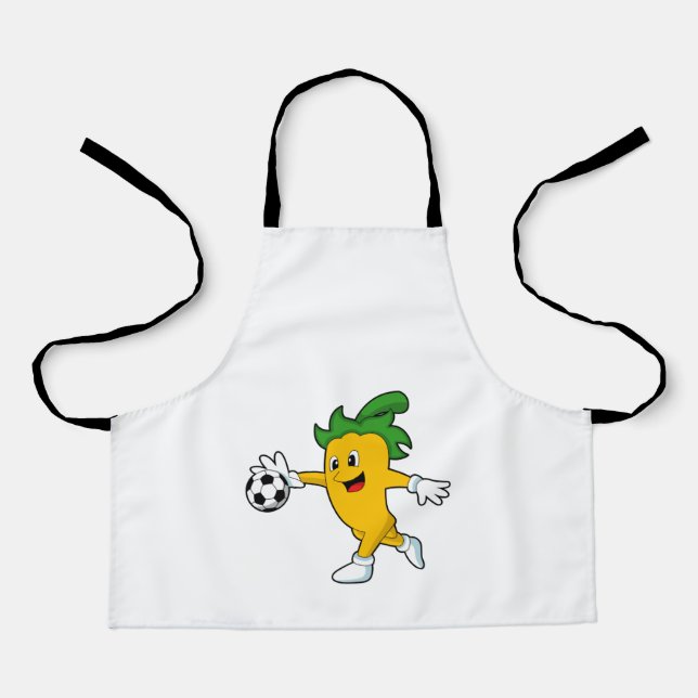 Pepper Vegan als Fußballspieler mit Fußball.PNG Schürze (Vorderseite)