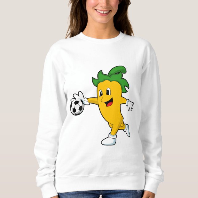 Pepper Vegan als Fußballspieler mit Fußball.PNG Sweatshirt (Vorderseite)