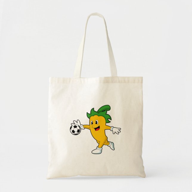Pepper Vegan als Fußballspieler mit Fußball.PNG Tragetasche (Vorne)