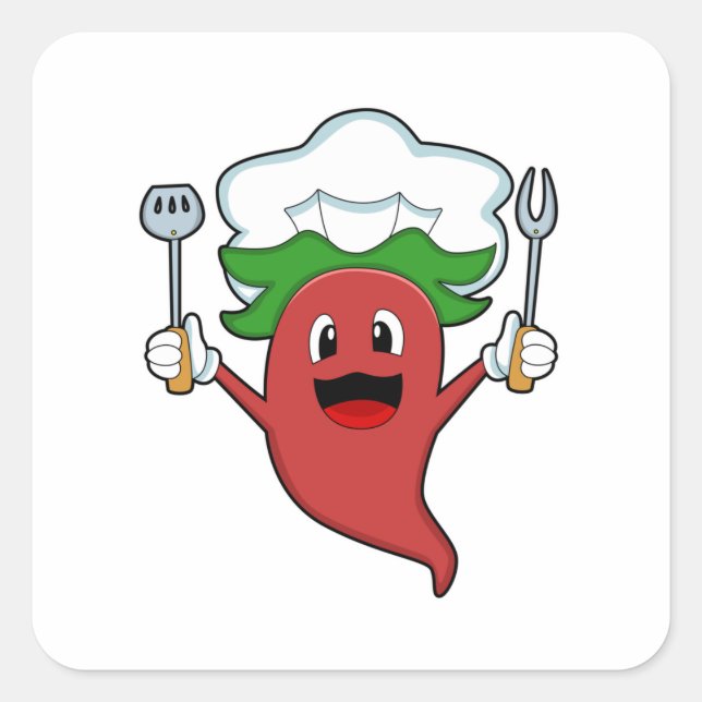 Pepper Vegan Cook Quadratischer Aufkleber (Vorderseite)