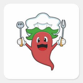 Pepper Vegan Cook Quadratischer Aufkleber