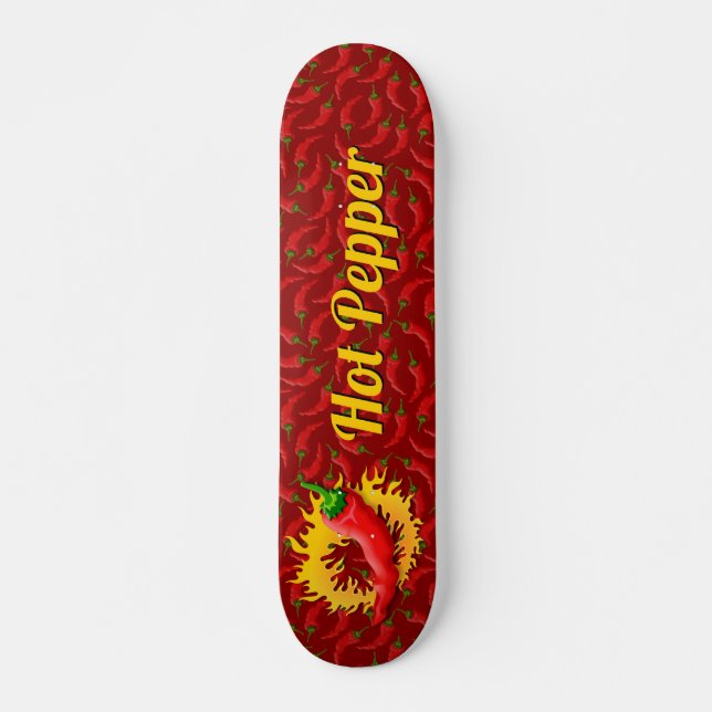 Pepper with Flame Skateboard Deck (Vorne)