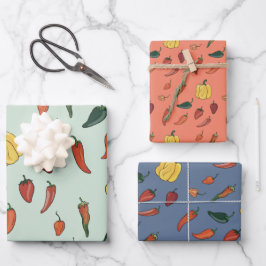 Pepper-Wrapping-Papier-Set für Hot-Chili mit 3 Geschenkpapier Set